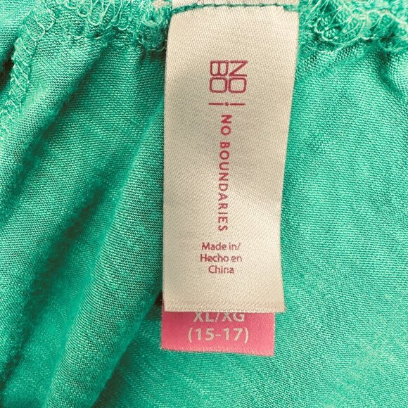 No Boundaries Blouse Juniors XL (15-17) Green Lace-Trimmed SS Poly Spandex Blend - Picture 3 of 10